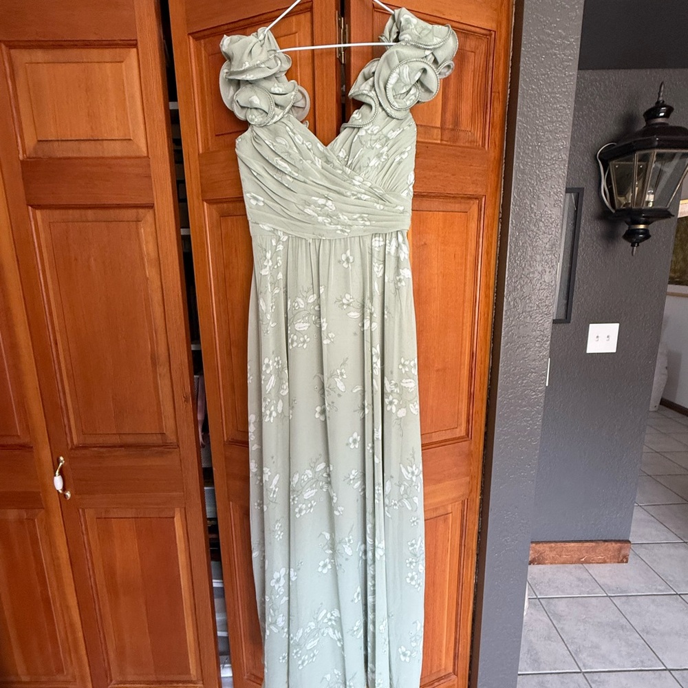 Elegant Green Floral Women's Dress